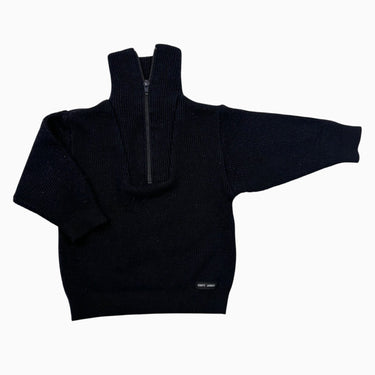 Pull marine demi-zip en tricot de laine et acrylique 18-24M