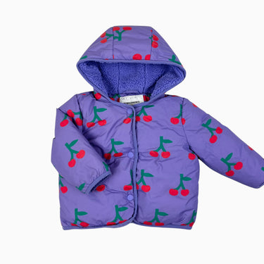 Manteau violet 'cerises' doublé en polar 12M