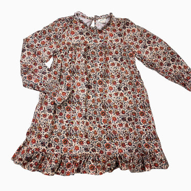 Robe pêche fleurie en coton et laine 10Y