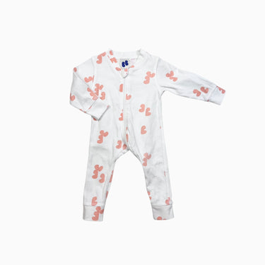 Combi blanche à motifs corail 0-3M