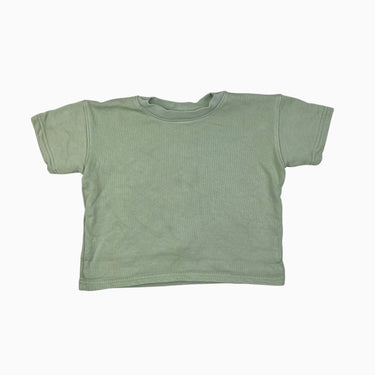 Pull manches courtes vert pastel en bambou et coton bio 1-3Y