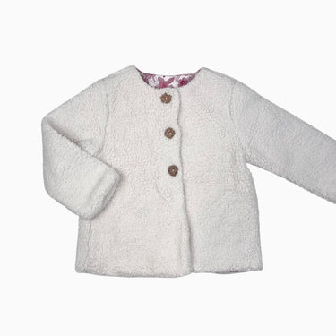 Manteau en sherpa blanc réversible fleuri 24M