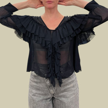 Blouse marine en chiffon léger pour femmes M