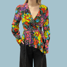 Load image into Gallery viewer, Blouse kimono 100% soie fait au É-U pour femmes 4US
