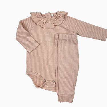 Cache-couche avec legging rose côtelé 3-6M