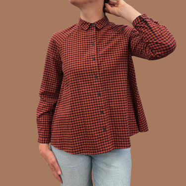 Blouse vichy rouge et marine pour femmes 6US