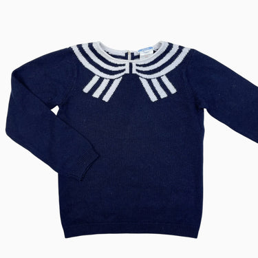 Pull marine 'noeud' en tricot de laine, coton et cachemire 8Y