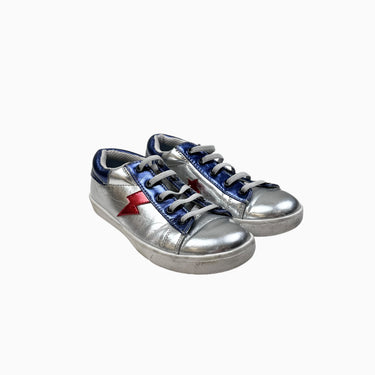 Sneakers argentées 'éclairs' à élastique 30EU