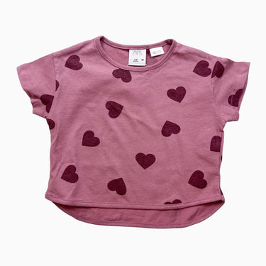 T-shirt rose coeurs 3-6M