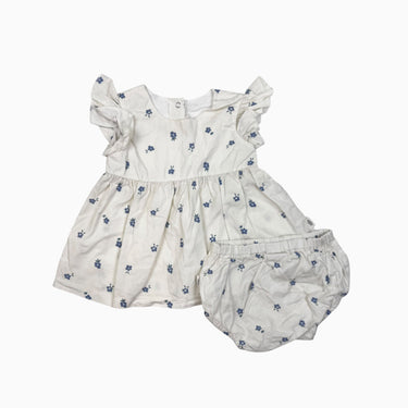 Robe avec bloomer vanille fleurie 12-18M