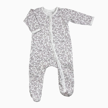 Pyjama blanc fleurs mauves 3-6M