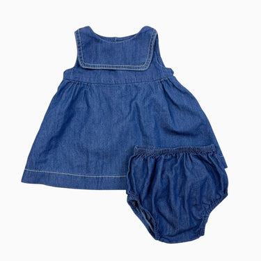 Robe à col large 'matelot' avec bloomer en coton chambray 1M