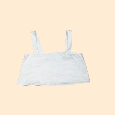 Haut blanc en lin 'Lorin cropped' avec bretelles ajustables pour femmes L