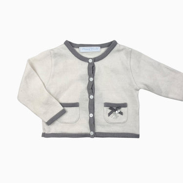 Cardigan vanille et gris en tricot 'chat' 6-9M