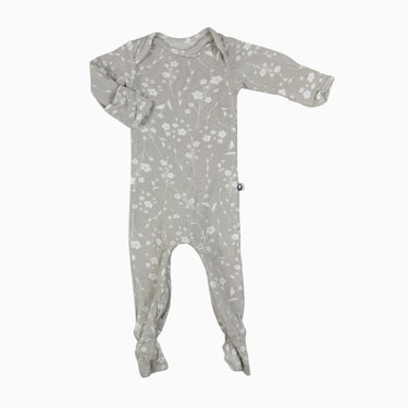 Pyjama gris fleuri en bambou et spandex 0-3M