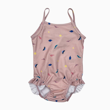 Maillot rose poissons 12M