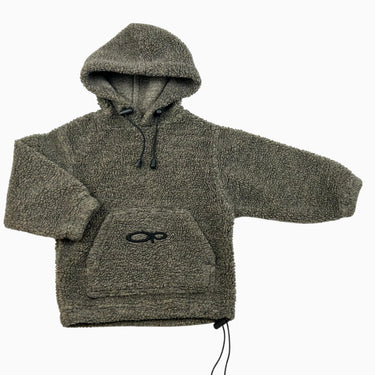 Pull avec capuchon vintage vert-taupe en sherpa 2Y