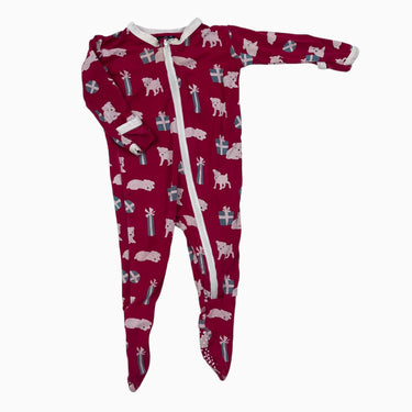 Pyjama rouge à imprimé chien et cadeaux en viscose et spandex 3-6M