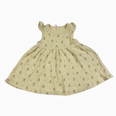 Robe jaune 'tulipes' en coton gaufré 18-24M