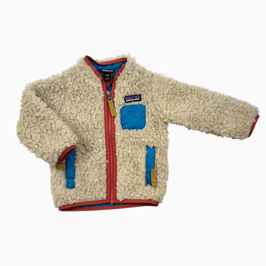 Manteau 'Retro X hoodie' vanille en sherpa poche bleu 3-6M