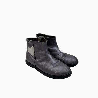 Bottines bleues-argentées en cuir 'coeur' 32EU