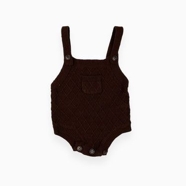 Barboteuse chocolat en tricot de coton 1Y