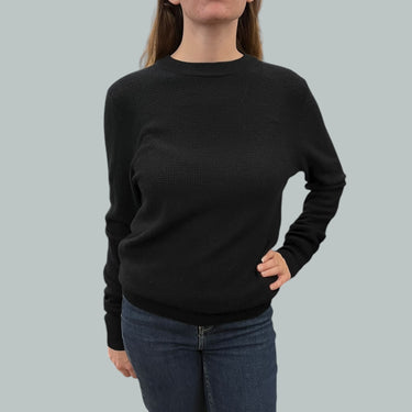 Pull marine en fin tricot de laine et acrylique pour femmes S