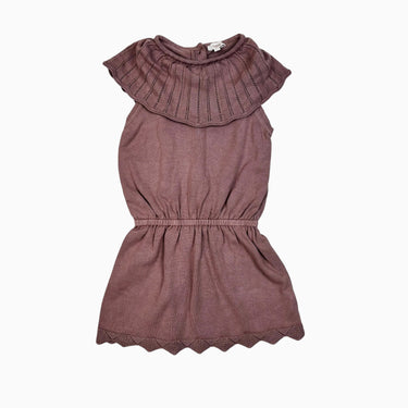 Combi à col large vieux-rose en tricot de coton bio 3-4Y