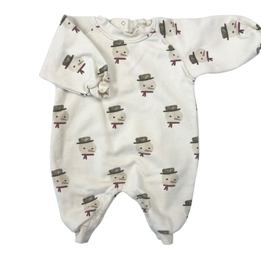 Combi crème en coton ouaté et poly à imprimé bonhomme de neige 0-3M