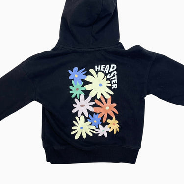 Pull à capuchon noir 'fleur' 6Y