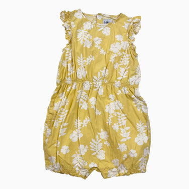Combi short jaune fleurs tropicales en coton 24M