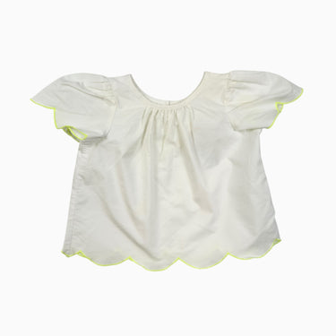 Blouse blanche trim jaune 9-12M