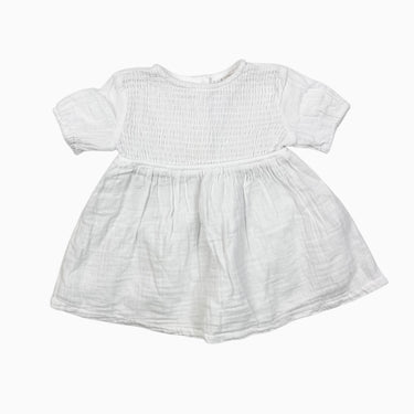 Robe à smock en mousseline de coton blanche 2-3Y