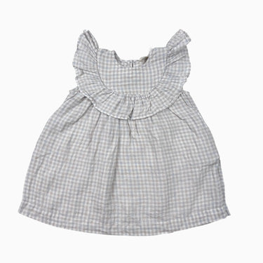 Robe en lin vichy bleu et taupe 1.5Y