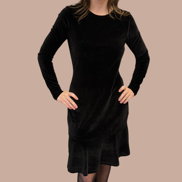 Robe noire en velours pour femmes XS