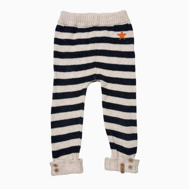Pantalon à rayures anthracite en tricot de coton bio 24M