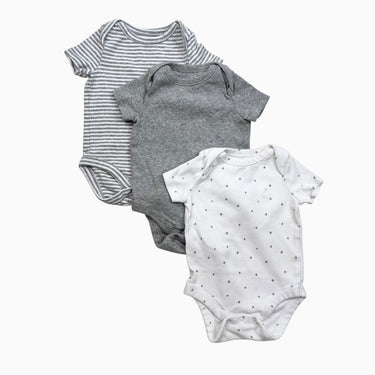Trio de cache-couche gris à rayures et étoiles 0-3M