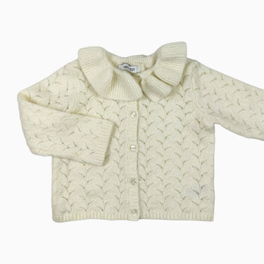 Cardigan à col vanille en tricot à pointelle 24M