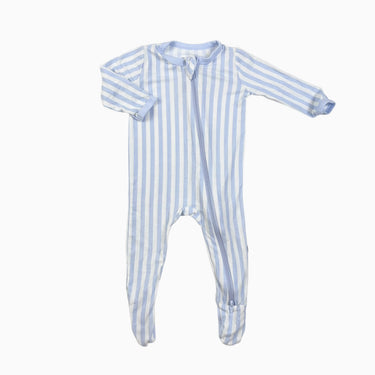 Pyjama à rayures bleues lavande en bambou et spandex 3-6M