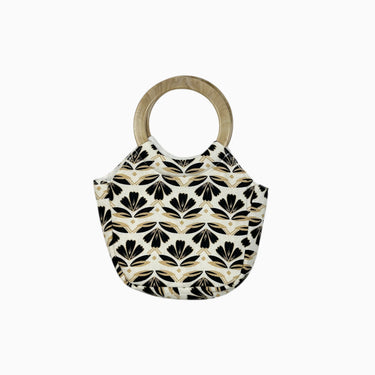 Sac à main estival blanc fleuri en lin et coton