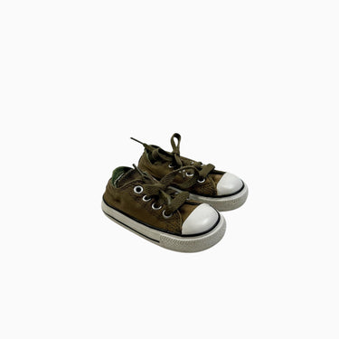 Sneakers olive en canvas de coton à lacet 3US
