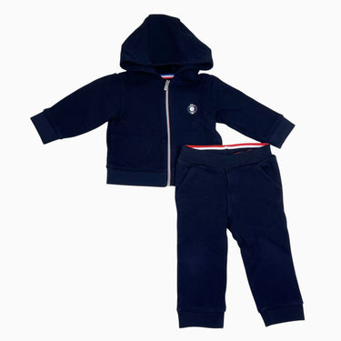 Ensemble veste et jogger marine profond en coton piqué 18M