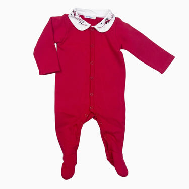 Pyjama rouge à col brodé festif 1M