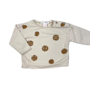Chandail vanille à pois ocre 6-9M