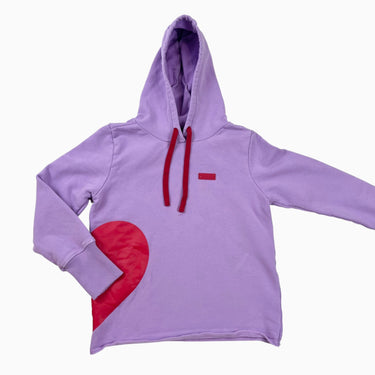 Pull à capuchon lilas et rouge 11Y
