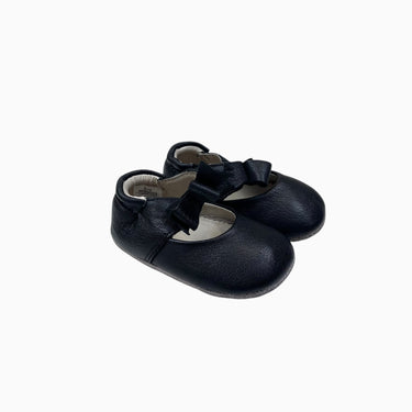 Souliers noirs en cuir 'Sofia' avec noeuds 9-12M