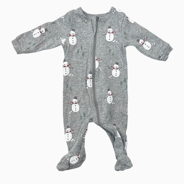 Pyjama gris chiné en coton à imprimé bonhommes de neiges 3M