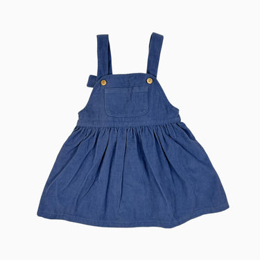 Robe tablier bleue en corduroy 6-12M