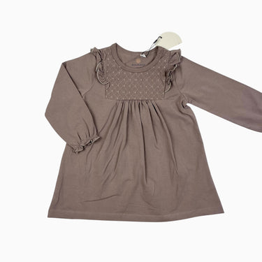 Robe taupe avec fil doré en coton 12M