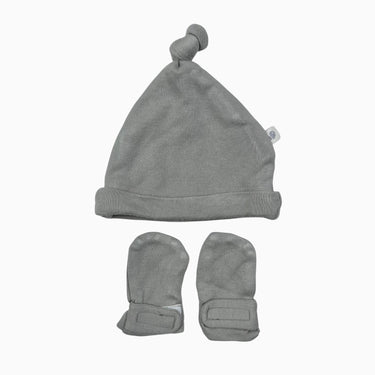 Bonnet et gant de naissance vert eucalyptus en viscose de bambou 1-3M
